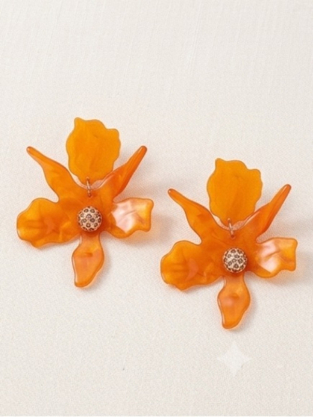Orange Acrylic Resin Floral Drop Statement Earrings Jewelry